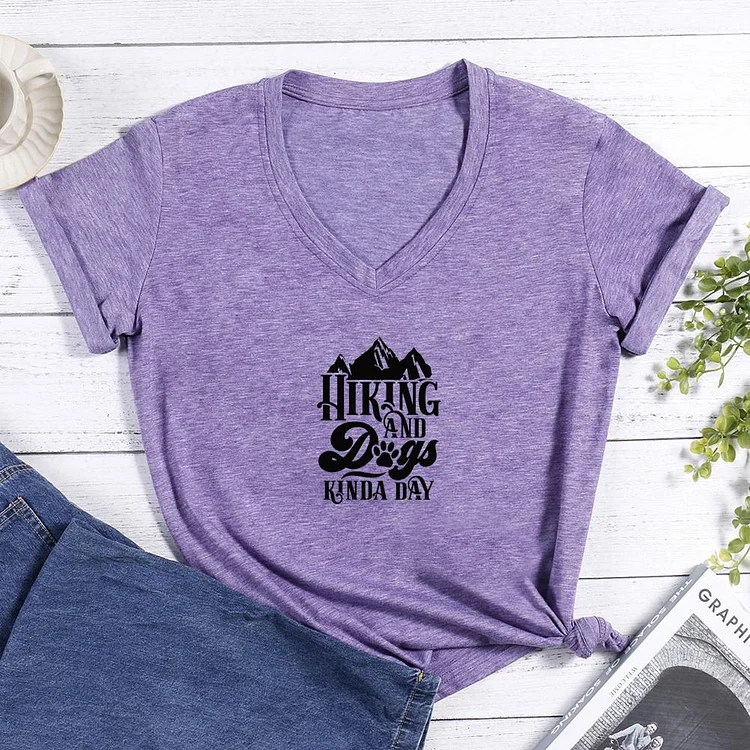 Hiking and Dogs V-neck T Shirt