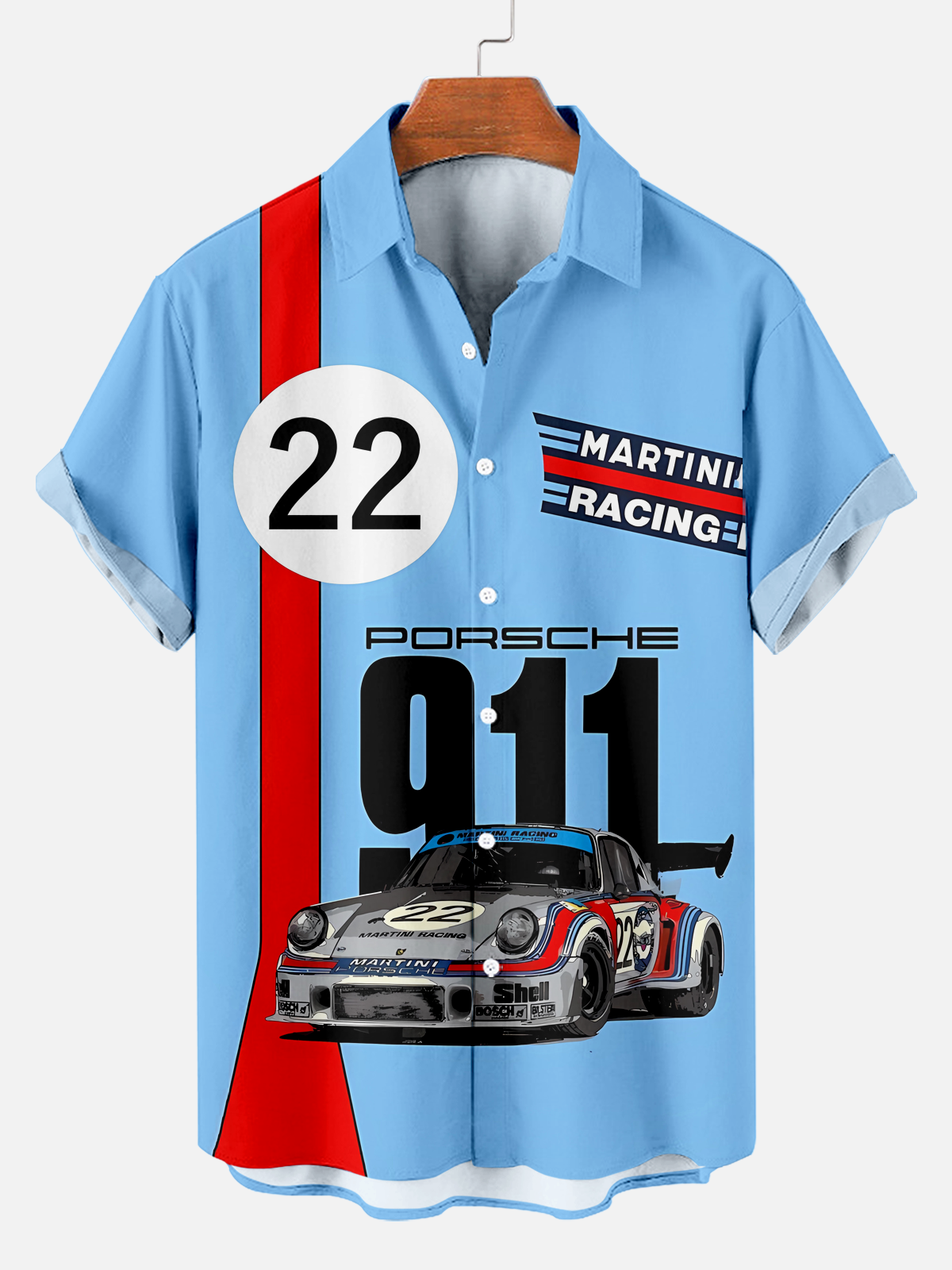 Stylish Men's Retro Car Racing Digital Print Shirt PLUSCLOTHESMAN