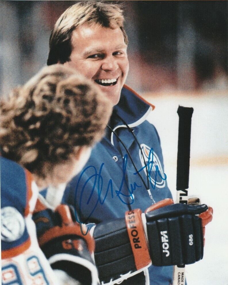 VINTAGE GLEN SATHER SIGNED EDMONTON OILERS COACH 8x10 Photo Poster painting #1 Autograph