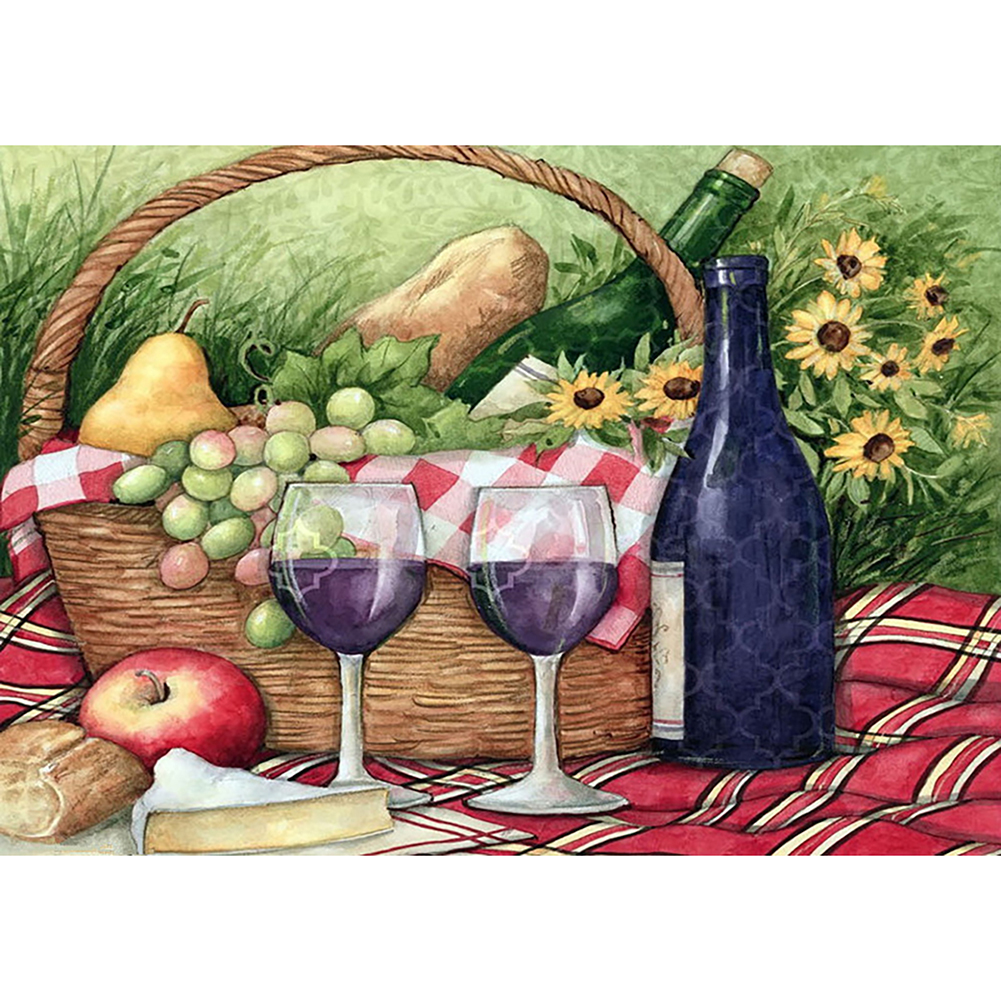 

40*30CM - Round Drill Diamond Painting - Wine Glass, 501 Original