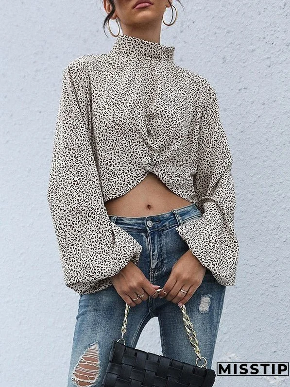 Printed Leopard Print Chiffon Shirt
