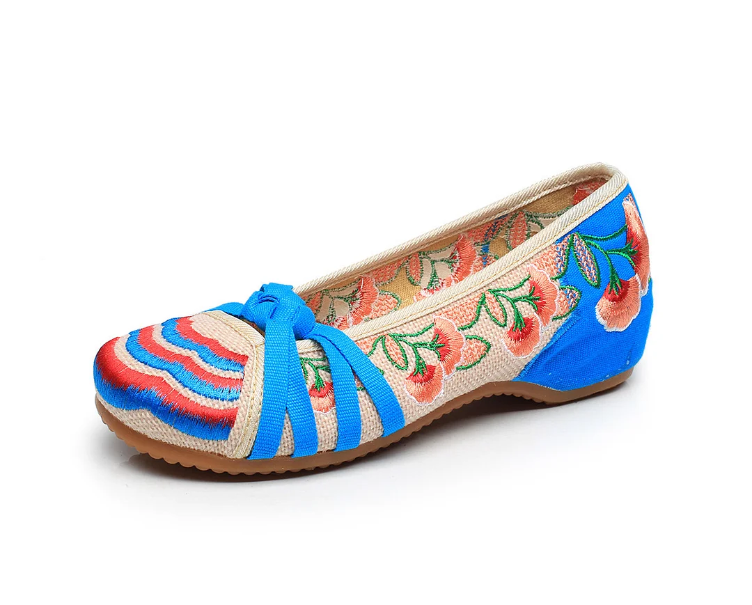 Colourp Colourp Decorative Oxford Bottom Shallow Vintage Women's Embroidered Cloth Shoes Single Shoes