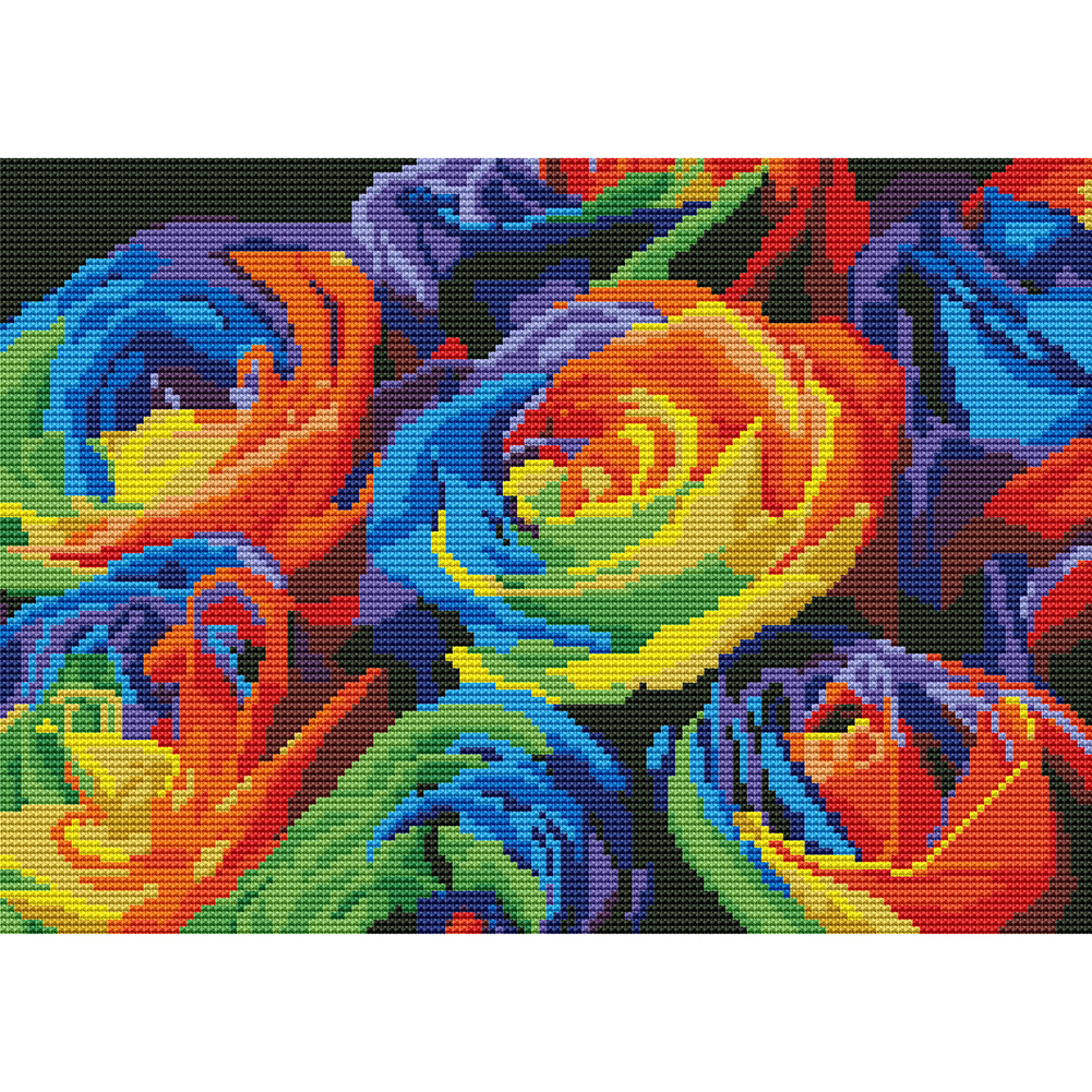 

Flowers - 11CT Stamped Cross Stitch - 45*35CM, 501 Original