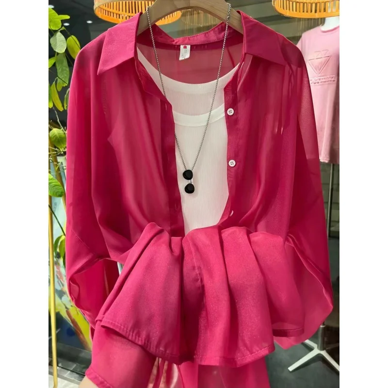 Uveng Uveng New Fashion Clothes Beaded Sunscreen Women Loose Lantern Sleeve Shirt Senior High-End