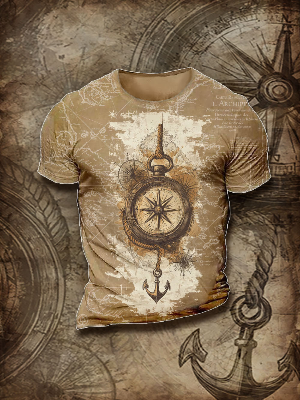 Men's Casual Viking Compass Totem Nautical Pattern T-shirt / Rvogue / Rvogue