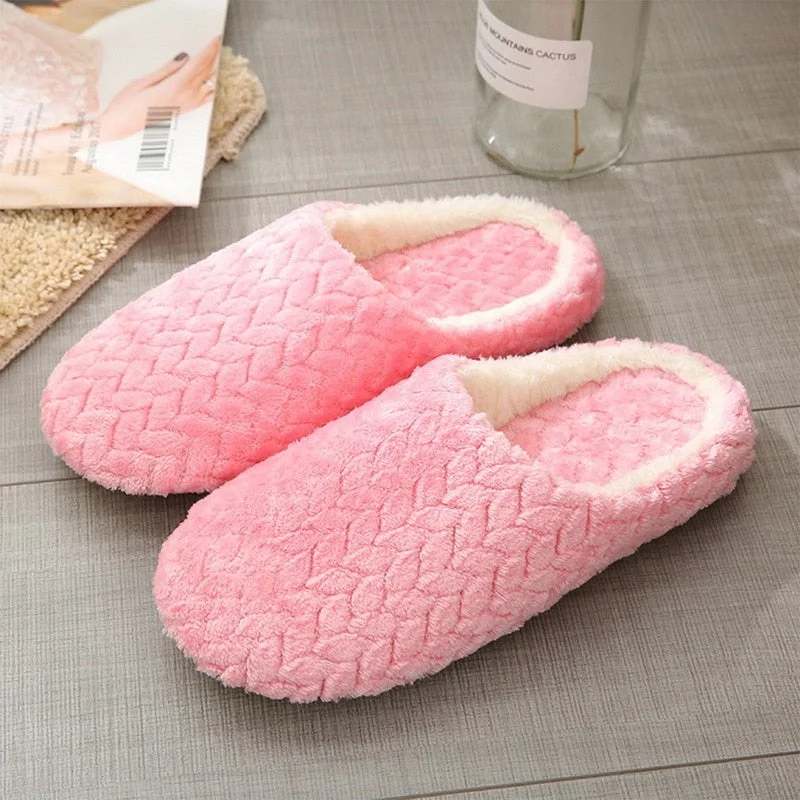 Cute Soft Plush Cotton Couples Slippers Unisex Anti-slip Indoor House Shoes Women's Flip flops Home Slippers Autumn Winter Shoes