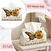 Diamond Painting PU Butterfly and Sunflower Tissue Box Tissue Holder