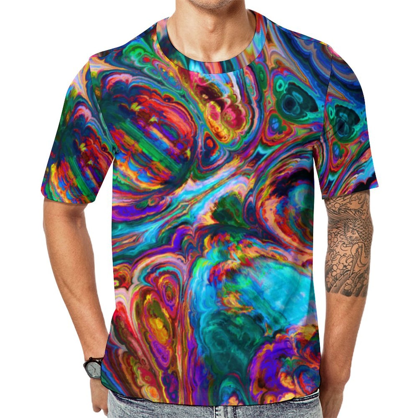 Rainbow Abstract Short Sleeve Print Unisex Tshirt Summer Casual Tees for Men and Women Coolcoshirts