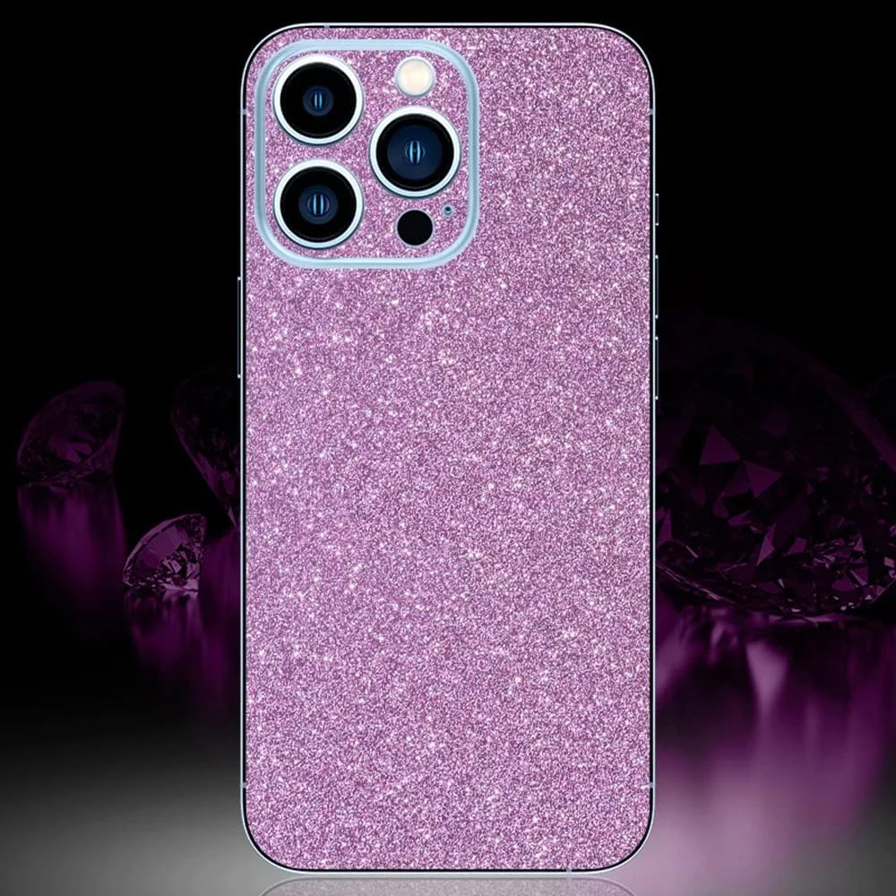 Compatible with iPhone 13 Pro Max Bling Glitter Sticker Skin Wraps Shiny Sparkle Cute for Women Girls Girly Luxury Sticker 2 Pack Rainbow