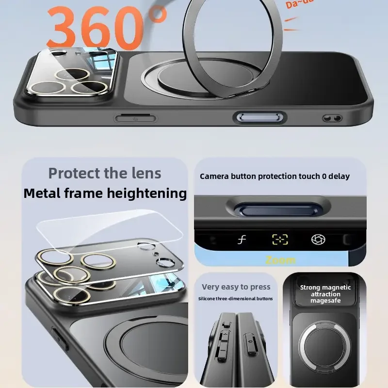 Compatible with Apple iPhone 17 Pro Max phone case, new lens full-coverage drop protection, 17 Pro magnetic protective case, 17pm with stand, PR0 premium matte finish.