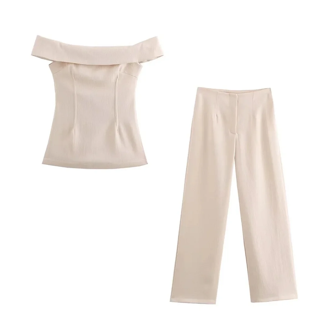 Nigikala Nigikala Women's INS Burst Side Open Fork On The Shoulder Trousers Set