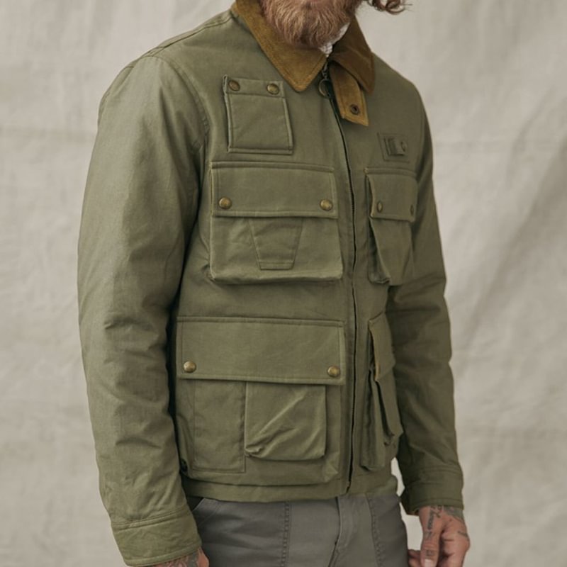 American Distressed Washed Canvas Multi-Pocket Duck Hunting Jacket