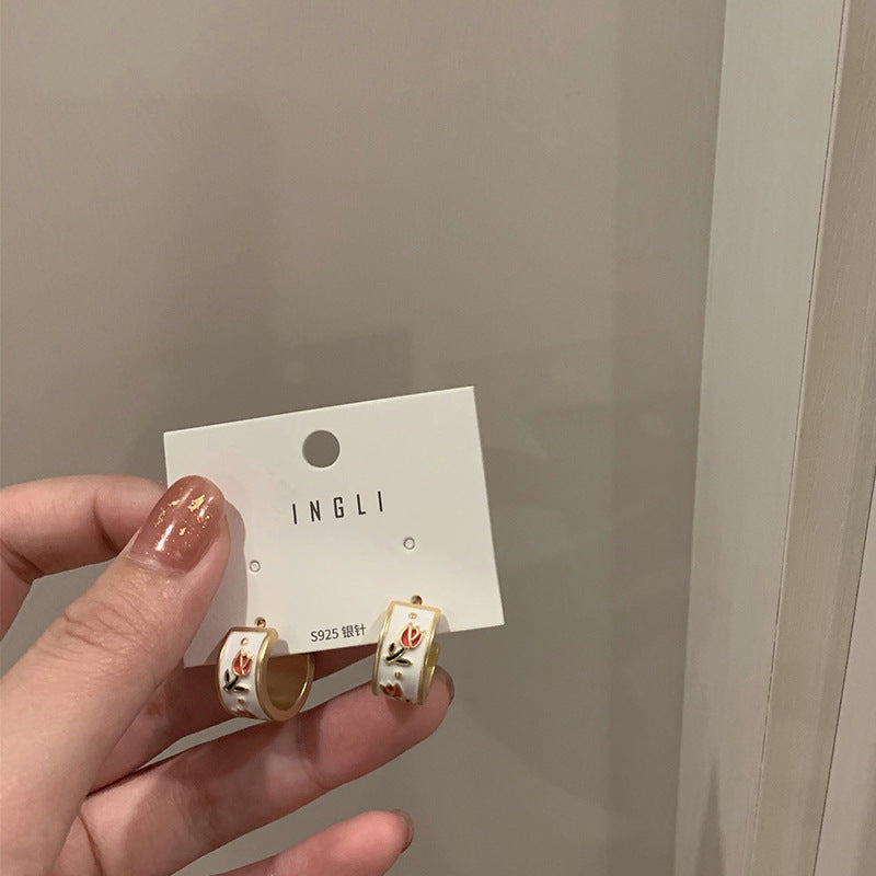 Medieval Flower Geometric Copper Oil Dripping Earrings