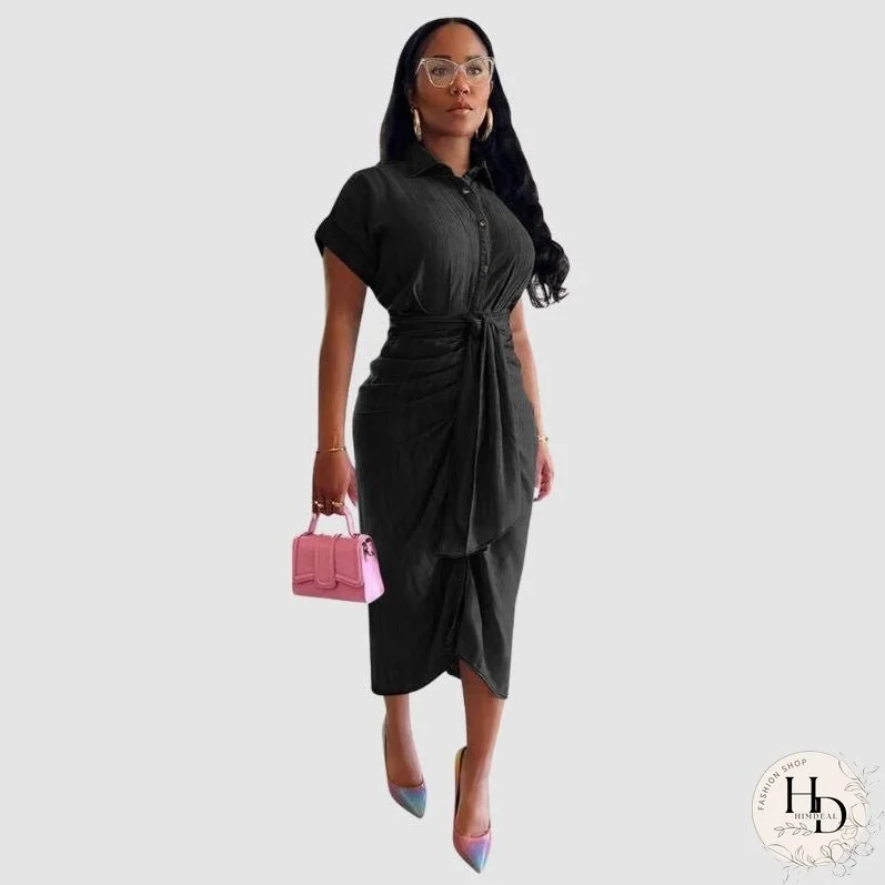 High Elastic Pleated Strappy Denim Dress