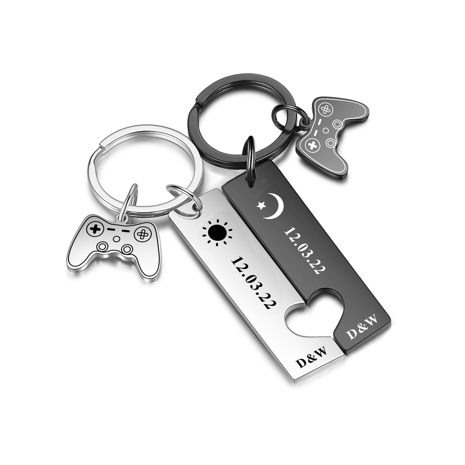 Personalised Couple Keychain Custom 2 Letters & Date Keyring Game Console Valentine's Day Gift for Him/Her-Jessemade AU