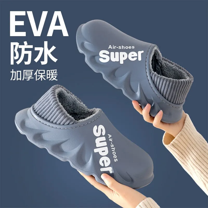 New Winter Fashion Slippers Warm Women Shoes Waterproof Couples Non-Slip Plush Cotton Indoor Outdoor Home Autumn Spring Shoes