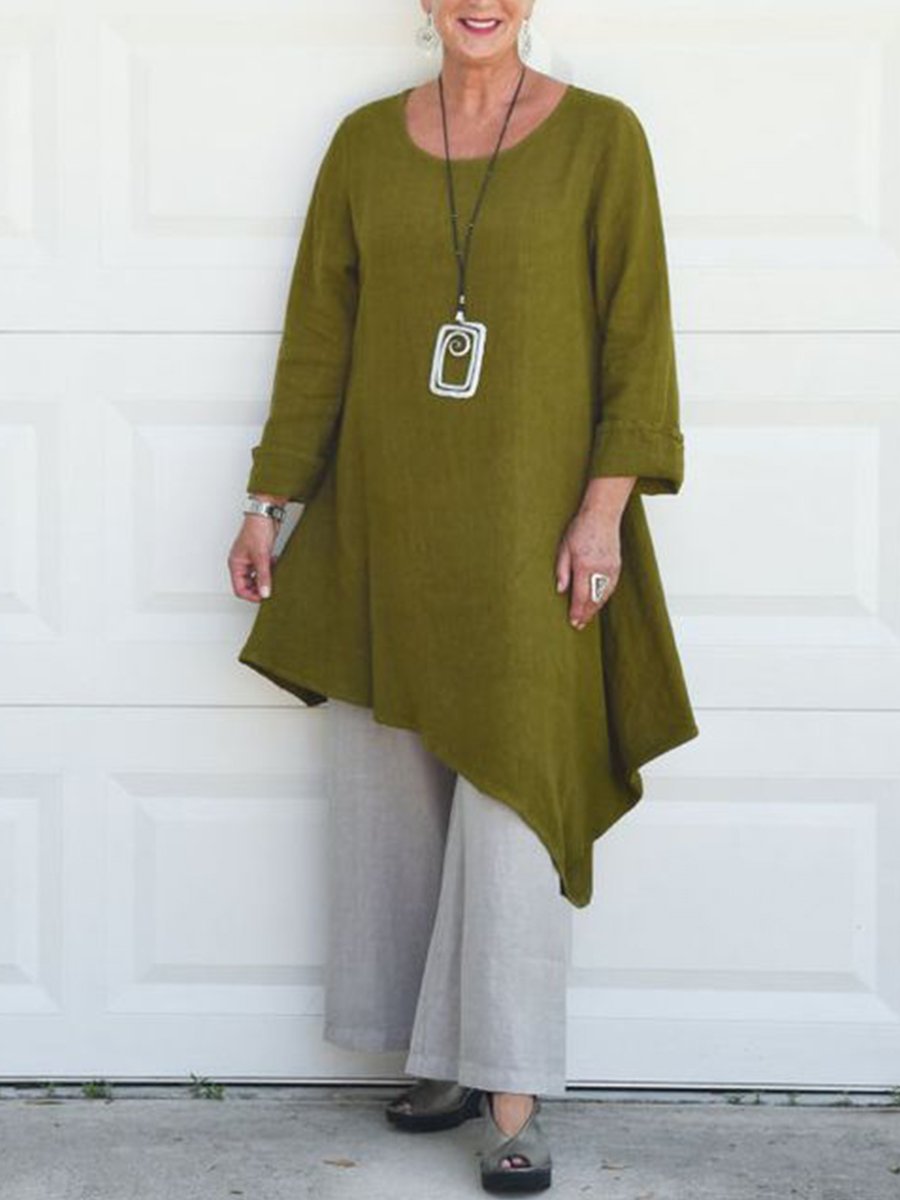 Long Loose Cotton And Linen Women's Suit