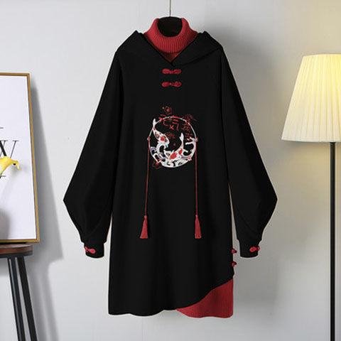 Chinese Style Hooded Cheongsam Embroidery Dress SP16452