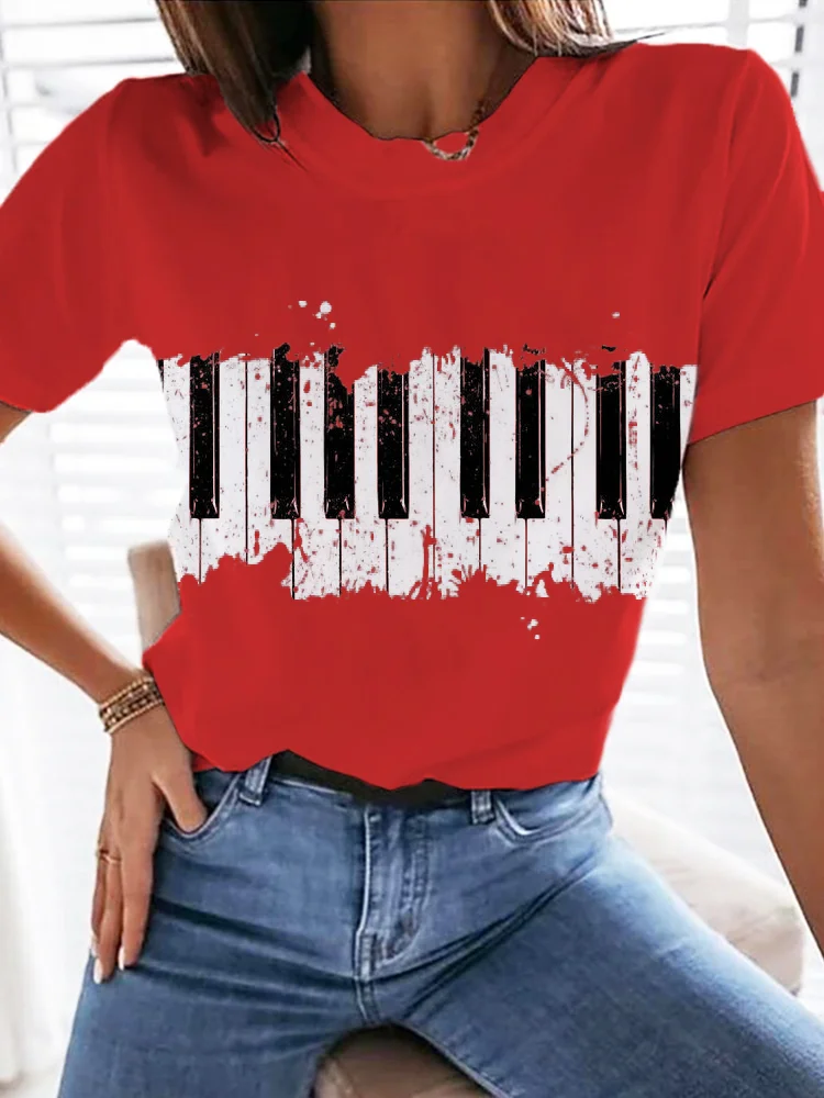 Piano Keys Art Short Sleeve T Shirt