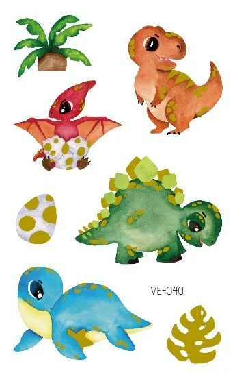 24 kinds Cartoon Dinosaur Bronzing Tattoo Sticker Child Temporary Stickers Body Tatoo for Kids Cute Waterproof Temporary Tattoos