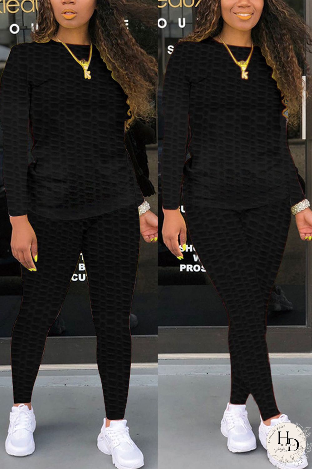 White Fashion Casual Solid Zipper Basic O Neck Long Sleeve Two Pieces