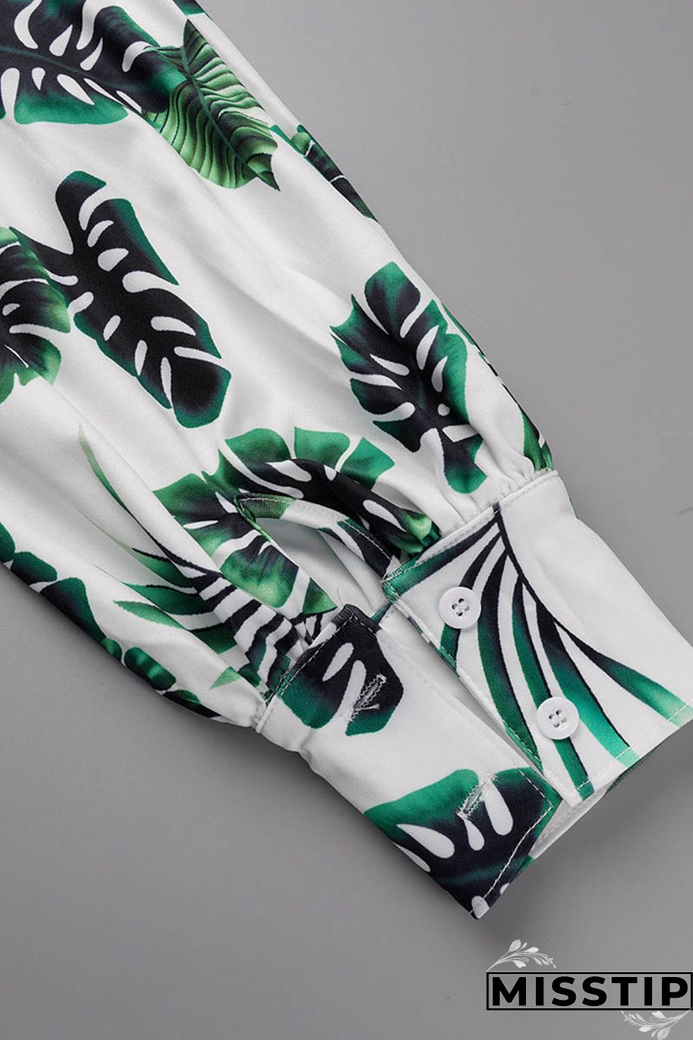 Green Casual Print Patchwork Turndown Collar Long Sleeve Two Pieces