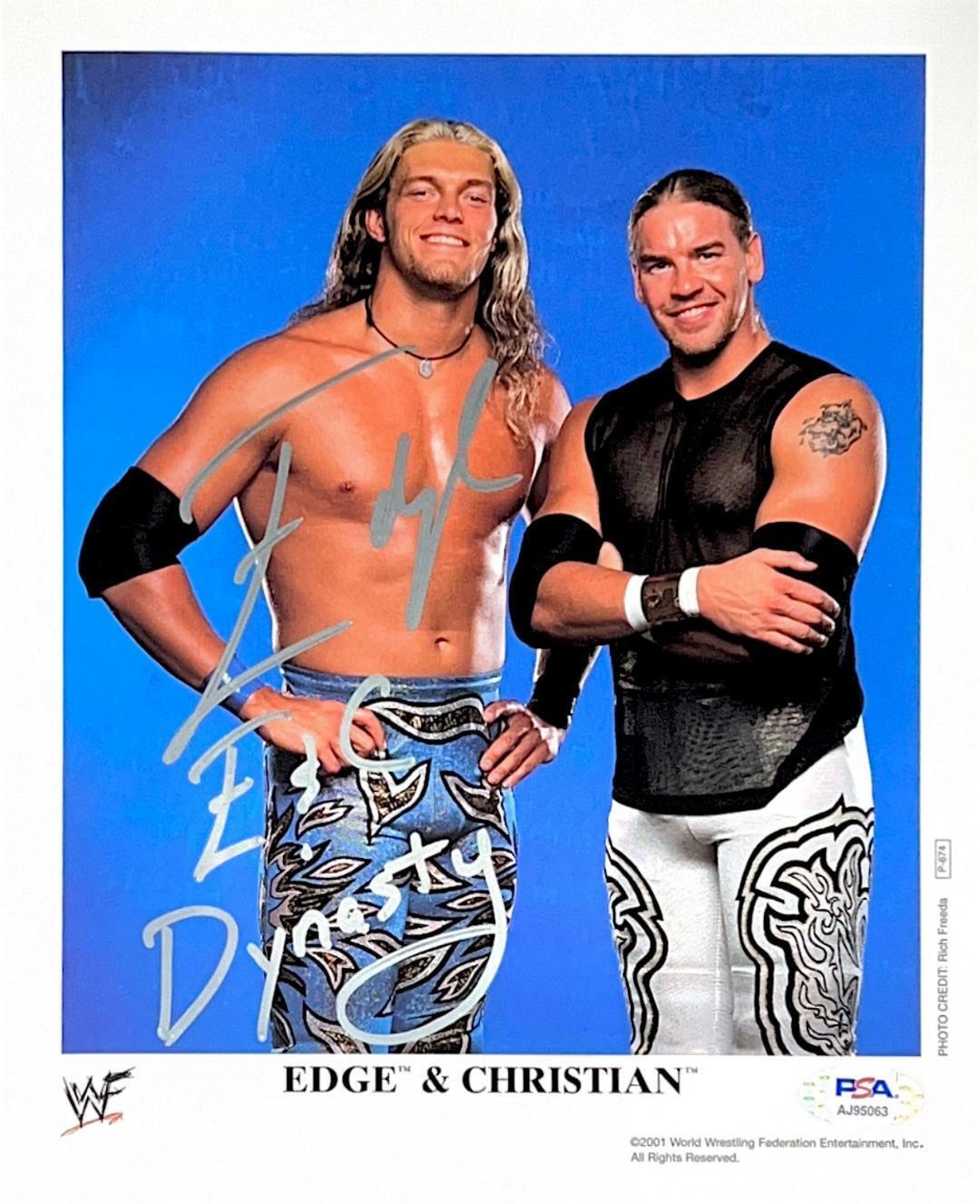 WWE EDGE P-674 HAND SIGNED EDGE CHRISTIAN DYNASTY 8X10 PROMO Photo Poster painting WITH PSA COA