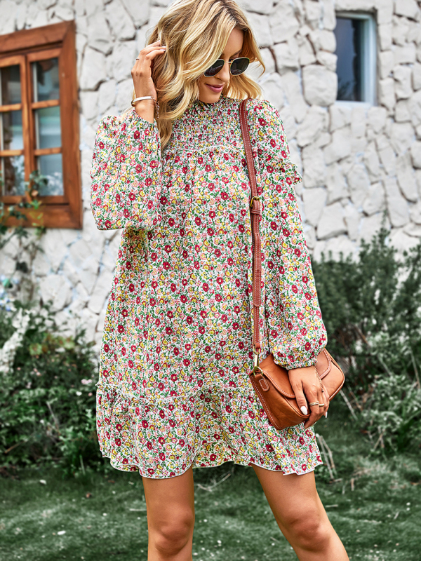 Mature Women Summer Fashion Waist Reduction Holiday Loose Floral Dress