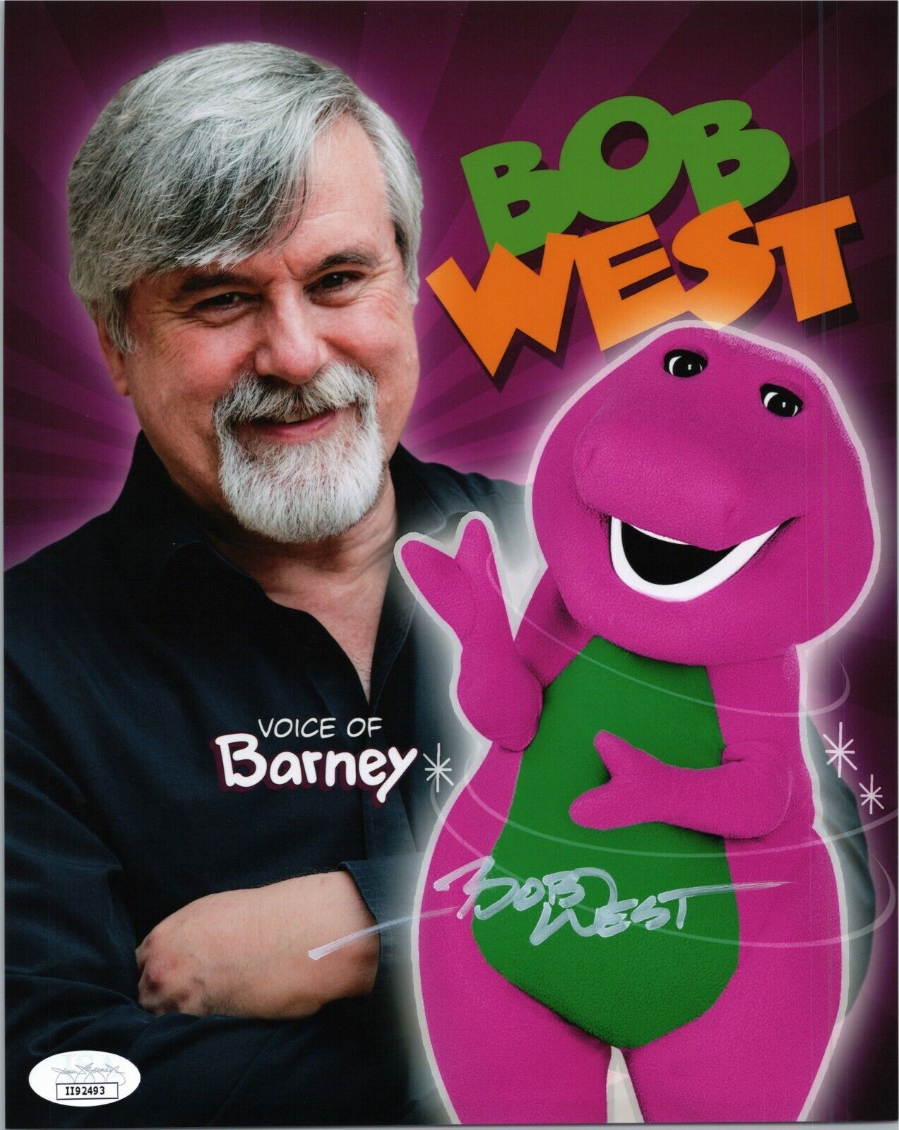 BOB WEST Authentic Hand-Signed BARNEY THE DINOSAUR