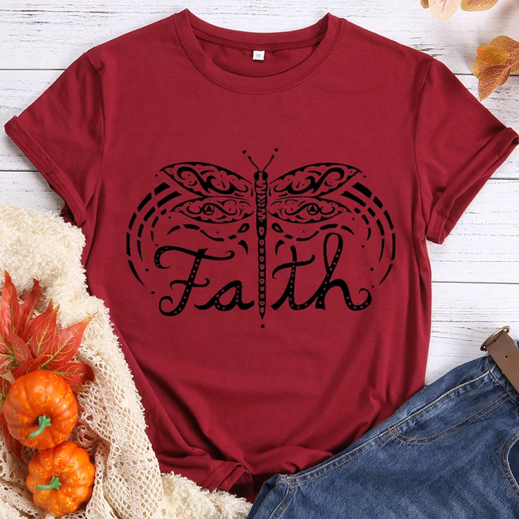 Dragonfly Faith Round Neck T-shirt