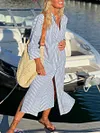 Casual Vacation Stripe Button Dress