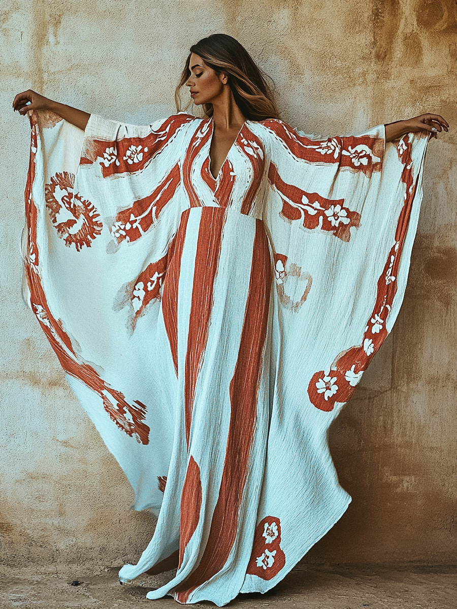 Women's Poppy Field Linen V-Neck Gown