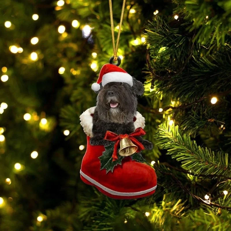 VigorDaily Bouvier In Santa Boot Christmas Hanging Ornament SB131