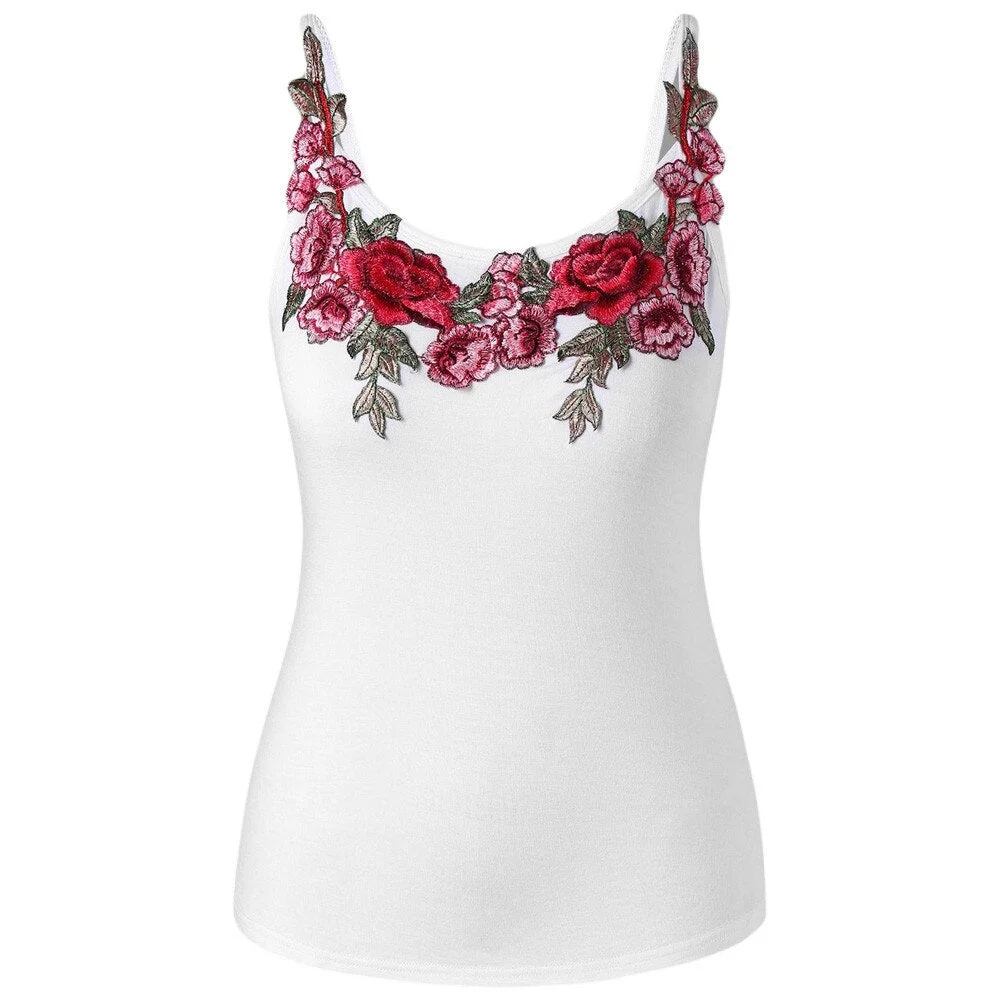 Plus Size 5XL Sexy Female Embroider Tops Fashion Women Vest Shirt Blouse Women Camisole Tank Top Feminino Summer Woman Clothes