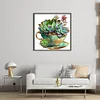 Teacup Succulent-Partial 11CT Stamped Cross Stitch Bead Embroidery 36*36cm/14.17*14.17in tapestrymarket
