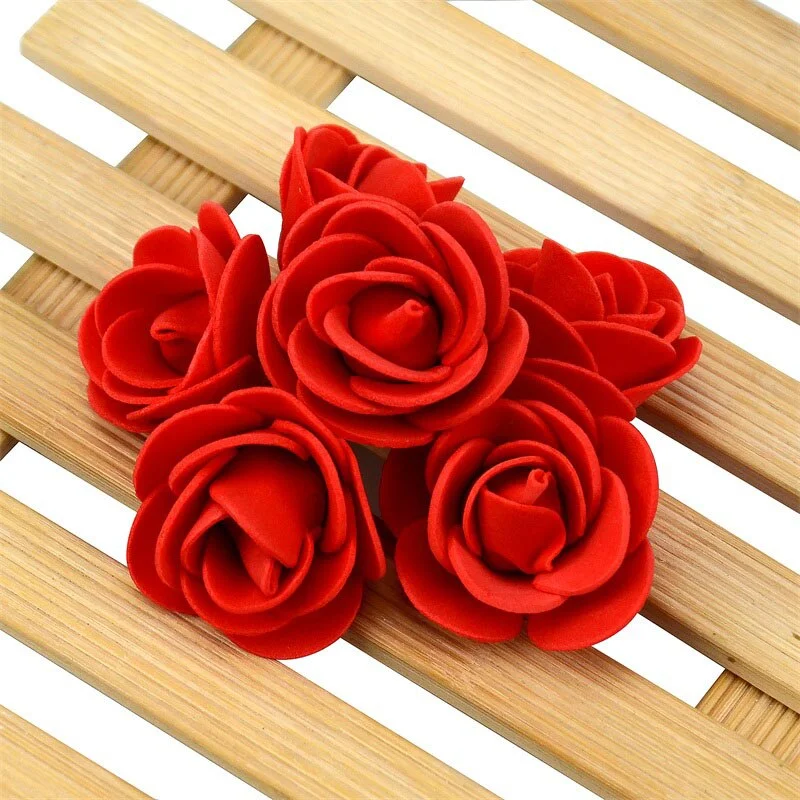 100pcs/lot Mini PE Foam Rose Flower Head Artificial Handmade DIY Wedding Home Decoration Party Supplies Fake Flowers