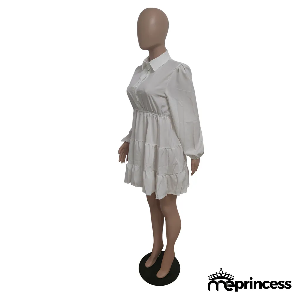 Women Casual Autumn Turndown Collar Dress