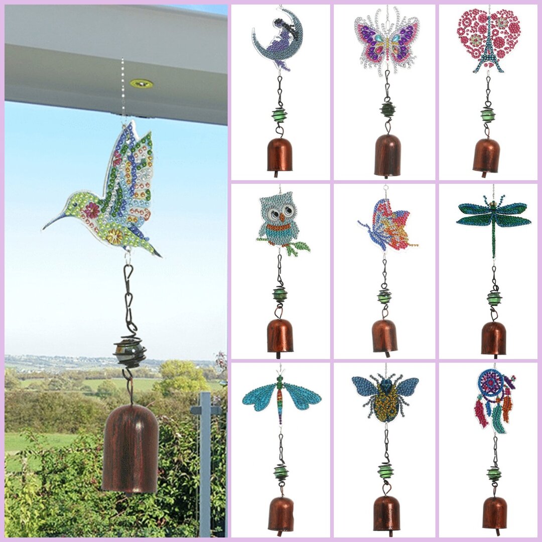 5D DIY Diamond Painting Wind Chime Bell Pendant Art Mosaic Kit