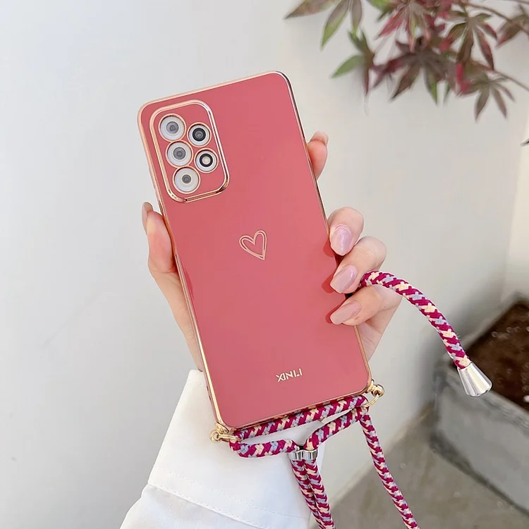 Love Heart Crossbody Lanyard Strap Plating Case For Huawei P30 Lite P 30 P20 P40 Lite Pro P smart 2019 Psmart Z Plus 2018 Cover