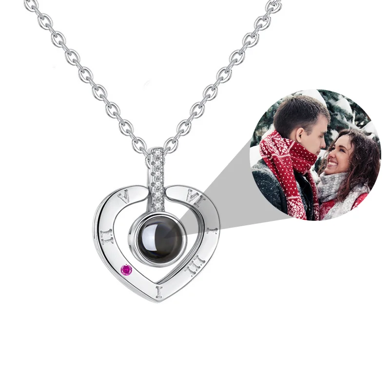 Personalized Photo Projection Necklace Heart Necklace