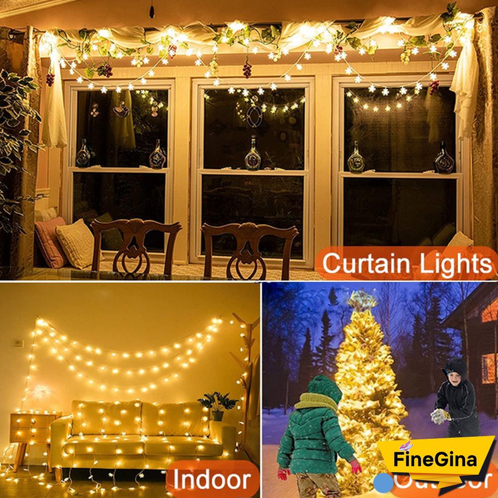 Battery Operated Snowflake Fairy String Lights For Indoor Outdoor Home Bedroom Patio Room Garden Party Xmas Christmas Tree Decorations(Battery Is Not Include)