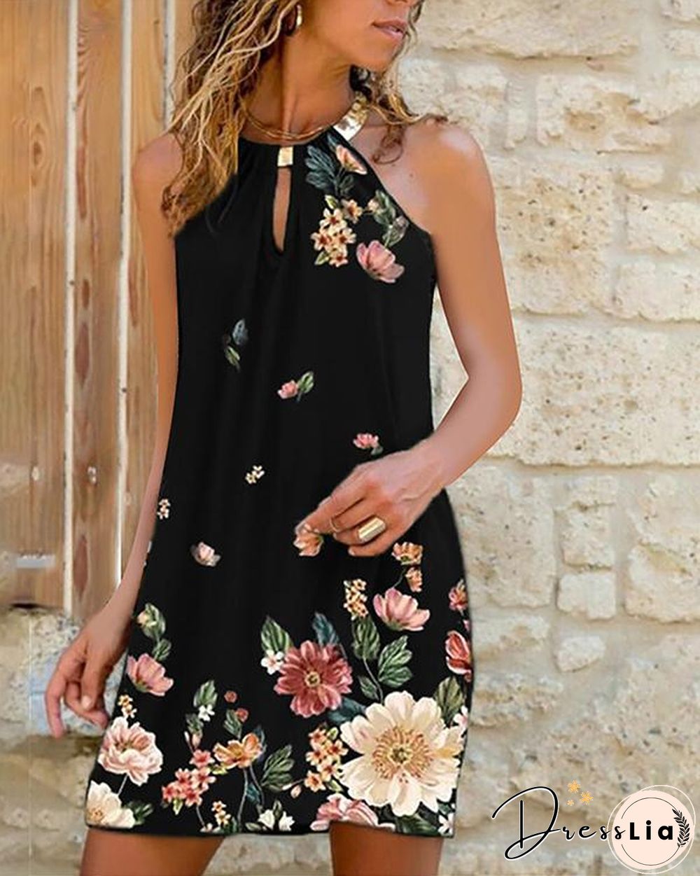 Sleeveless Print Above Knee Casual Tank Dresses