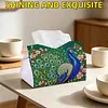 Diamond Art Tissue Box Cover DIY PU Desktop Organizer Large(peacock)