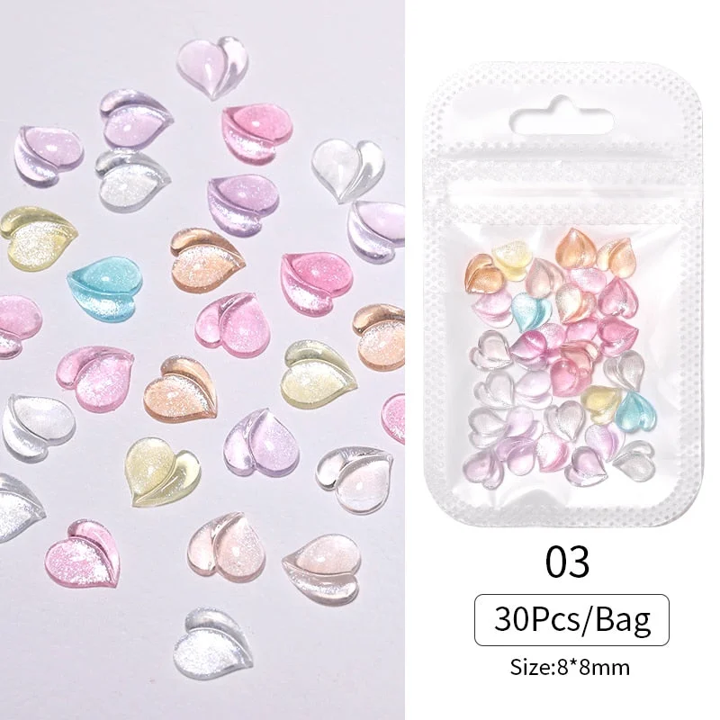 48pcs Mixed Size Aurora Little Bear Nail Art Accessories Resin Kawaii Bear Stereo FlatBack 3D Fashion Fingernail DIY Decoration-Nail Inspo