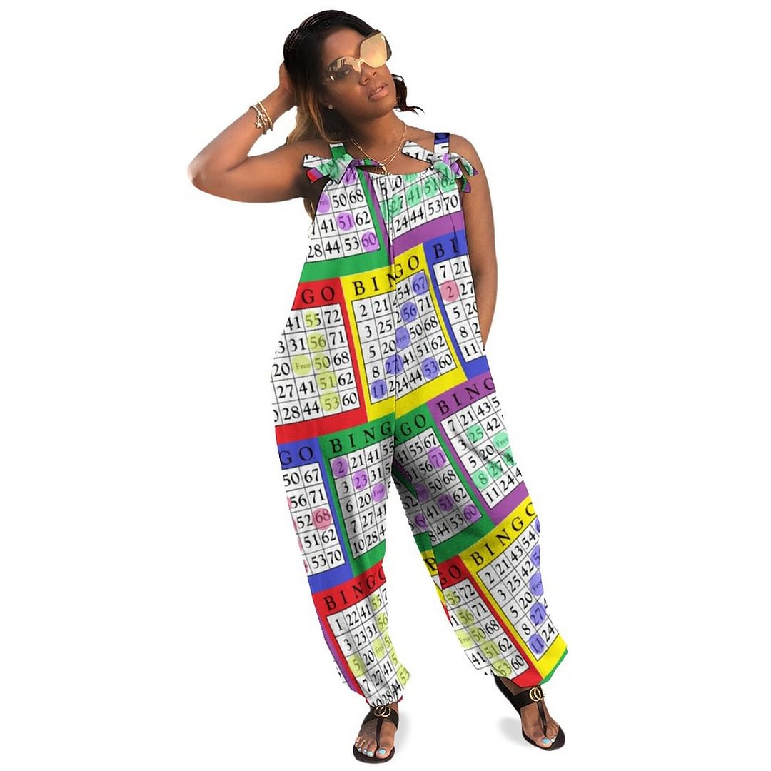 Winning Bingo Cards Womens Boho Vintage Loose Overall Corset Jumpsuit Without Top