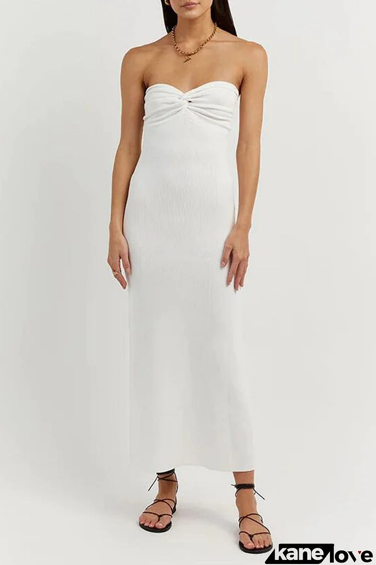 Sexy Solid Asymmetrical Strapless One Step Skirt Dresses