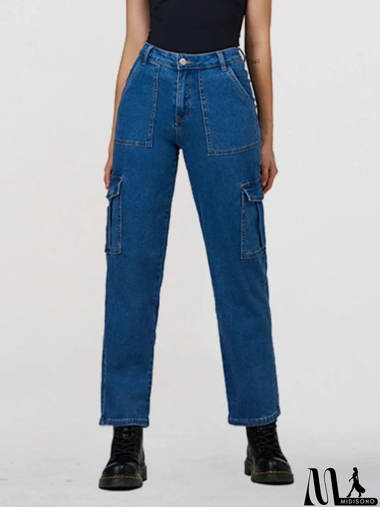 Straight Leg Jeans with Pockets