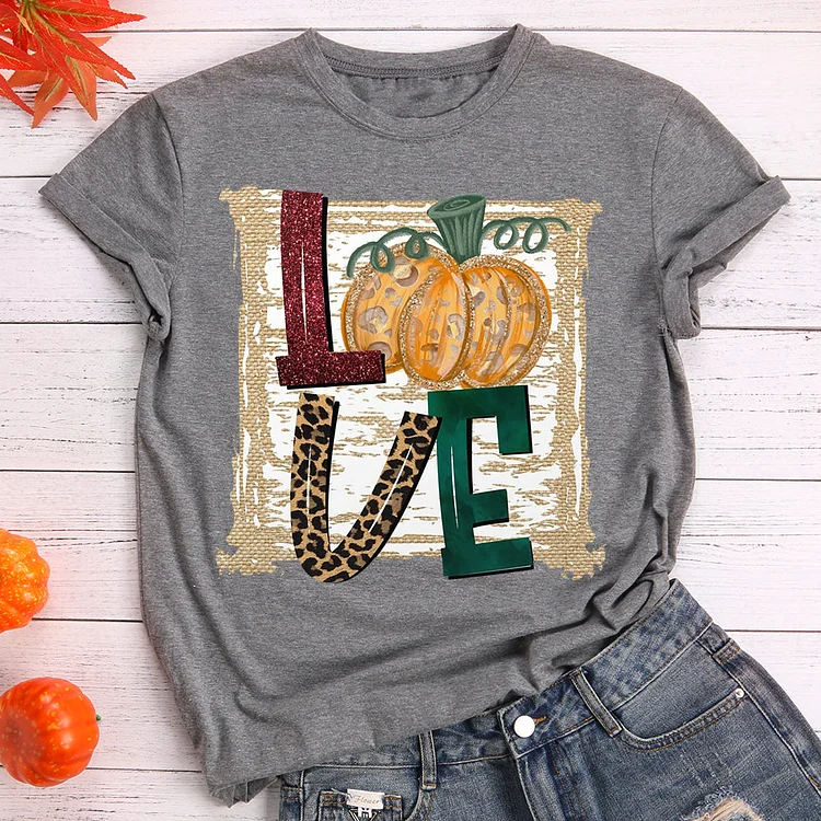 LOVE Fall Pumpkin T-shirt Tee -08678