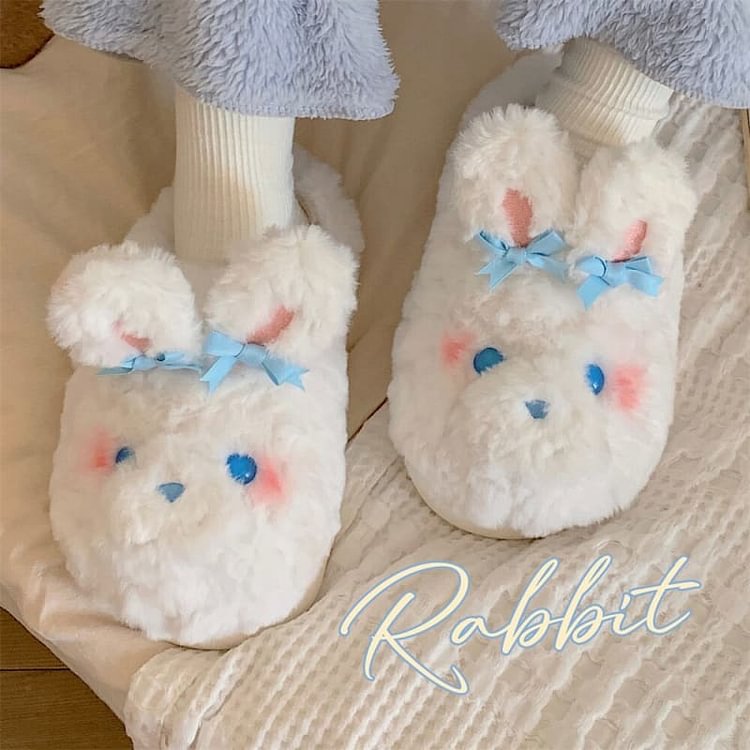 Kawaii Cute Bunny Furry Indoor Slippers ME64