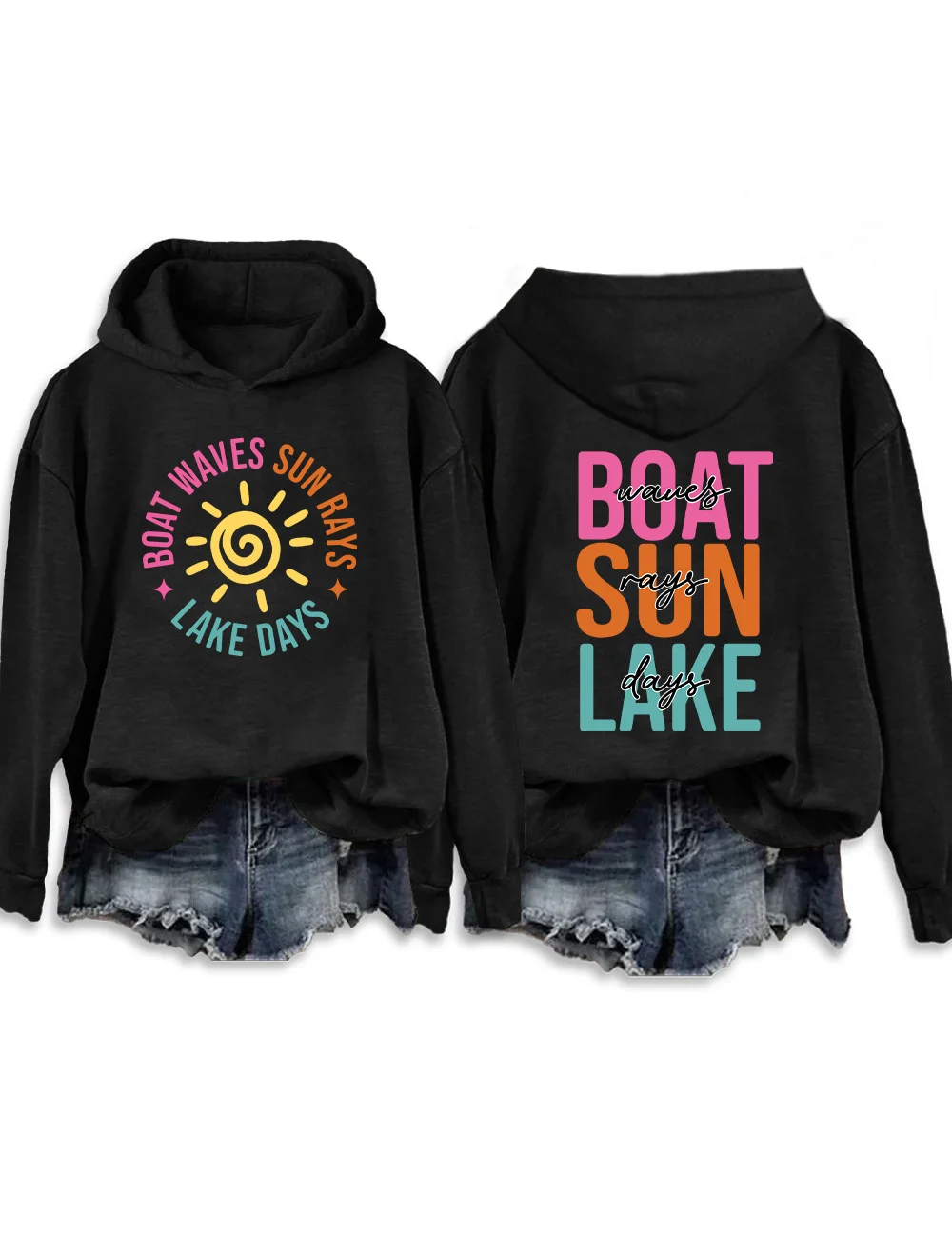 Boat Waves Sun Rays Lake Days Hoodie